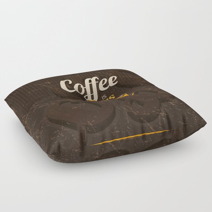 Coffee is Always a Good Idea, Vintage Illustration Floor Pillow