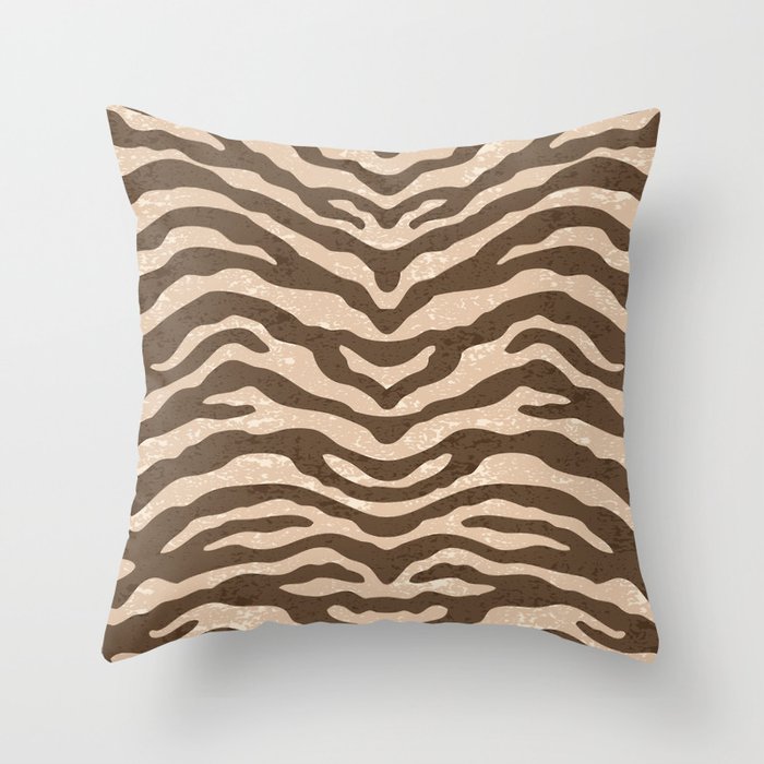Zebra Wild Animal Print Brown and Beige Throw Pillow