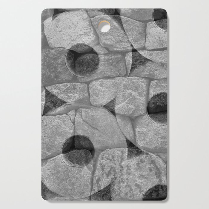 Rock and Roll Gray Scale Toilet Paper Rolls Overlaid with Rocks Cutting Board