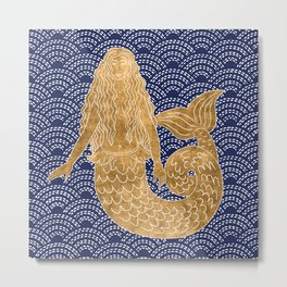 Golden Mermaid Metal Print