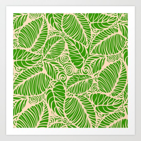 Summer Leaves Green Art Print