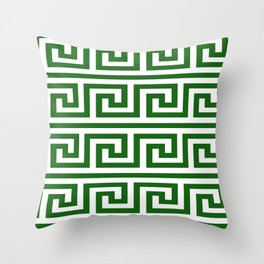 Dark Emerald Greek Key Throw Pillow