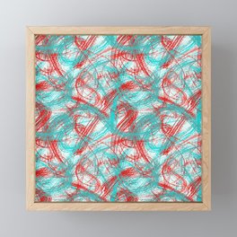 Abstract red and turquoise brush strokes Framed Mini Art Print