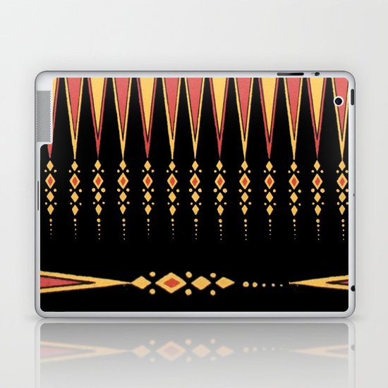 Vintage Tribal Pattern with Art Deco Feel in Orange, Yellow and Black Laptop & iPad Skin