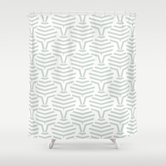 Pastel Green and White Stripe Shape Pattern Pairs Behr 2022 Color of the Year Breezeway MQ3-21 Shower Curtain