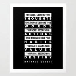 Mahatma Gandhi Quote - Your Beliefs become your thoughts 3 - Minimal, Typography Print - Inspiring Art Print