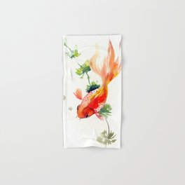 Goldfish, aquarium fish art, design watercolor fish painting Hand & Bath Towel