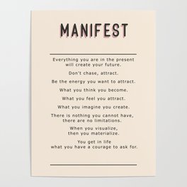 Manifest Affirmation List Print Poster