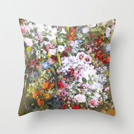 Spring riot of flowers - Courbet inspired Throw Pillow
