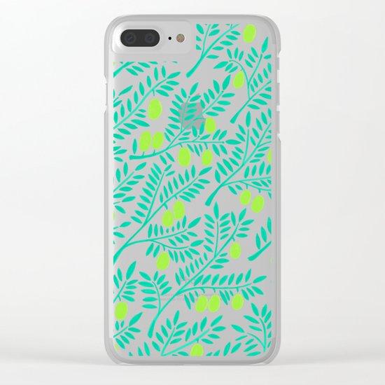 Olive Branches – Turquoise & Lime Palette Clear iPhone Case