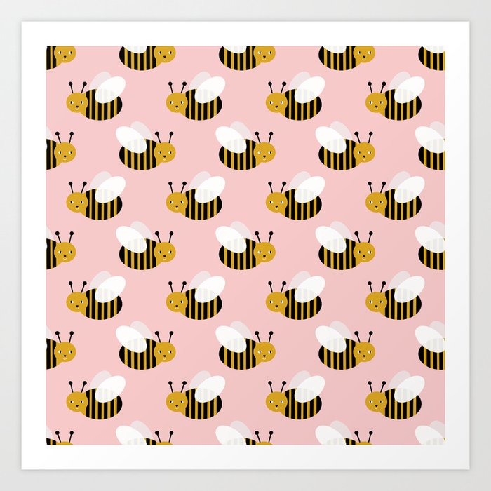 Bee Pattern Print Honey Bees Nature Inspired Cute Nursery Kids Gender Neutral Pattern Art Print By Charlottewinter Society6