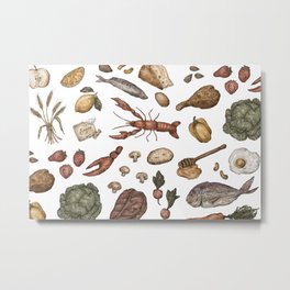 Food Metal Print | Realism, Apple, Painting, Sugar, Nature, Lobster, Curated, Fish, Steak, Mushrooms 