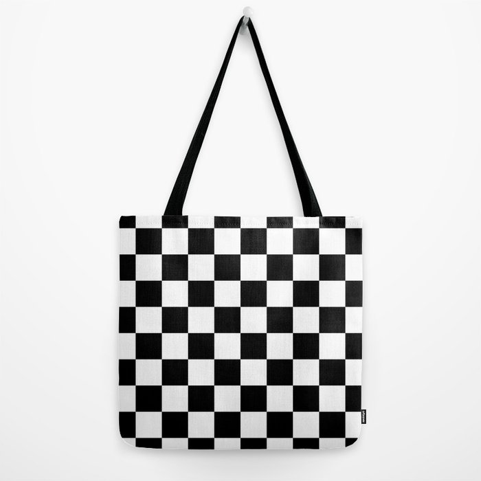 White Checkered Pattern Tote Bag - Shop Kendry Collection Boutique