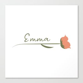 Emma name on a rose Canvas Print