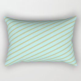[ Thumbnail: Turquoise and Dark Khaki Colored Striped Pattern Rectangular Pillow ]