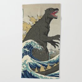 The Great Monster Off Kanagawa Beach Towel