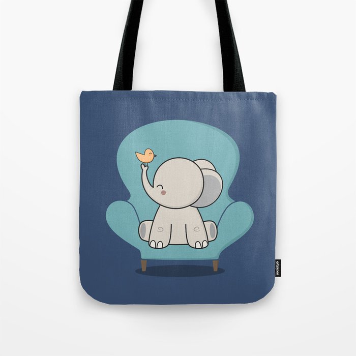 Kawaii Cute Elephant On A Couch Tote Bag