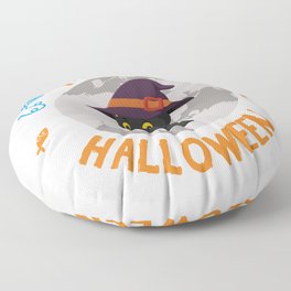 Halloween Cat with Hat Floor Pillow