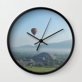 Mexico Photography - Hot Air Balloon Flying Over Beautiful Nature Wall Clock