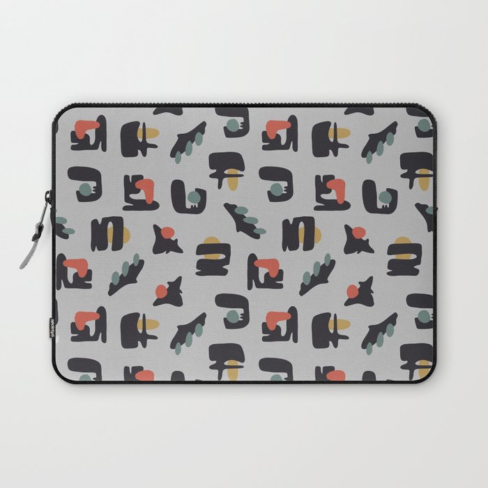 Mid century pattern with abstract blob and shapes Laptop Sleeve