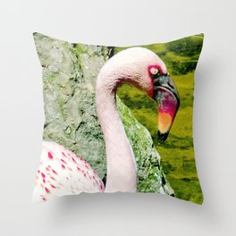 Flamingo at Rave Party Throw Pillow