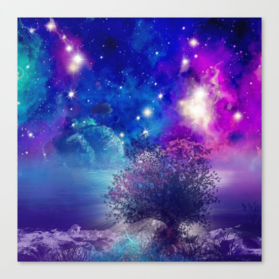 purple blue galaxy landscape Canvas Print