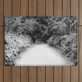 Snowy Winter Path - Nature Photography Outdoor Rug