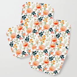Orange Watercolor flowers Coaster