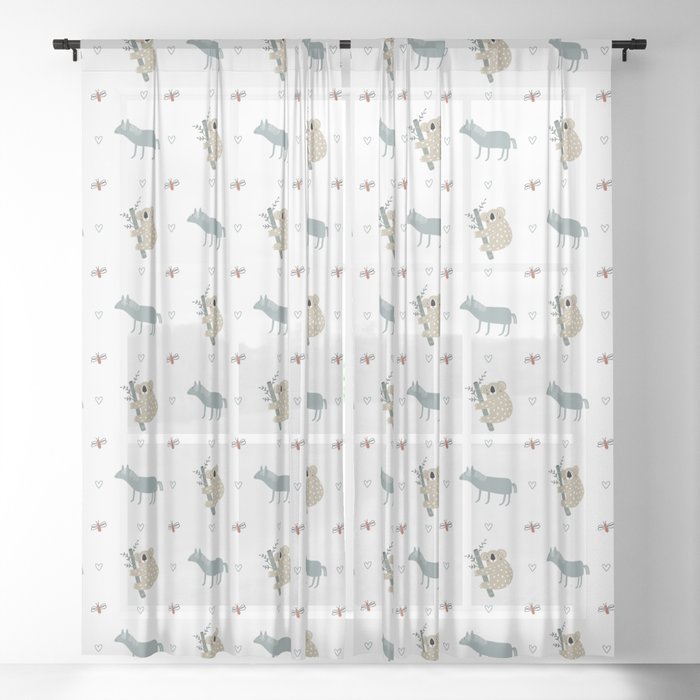 Koala Horse Pattern Sheer Curtain