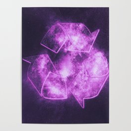 Recycle Sign. Abstract night sky background Poster