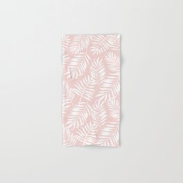 Tropical Palm Leaves - Pink & White Palm Leaf Pattern Hand & Bath Towel