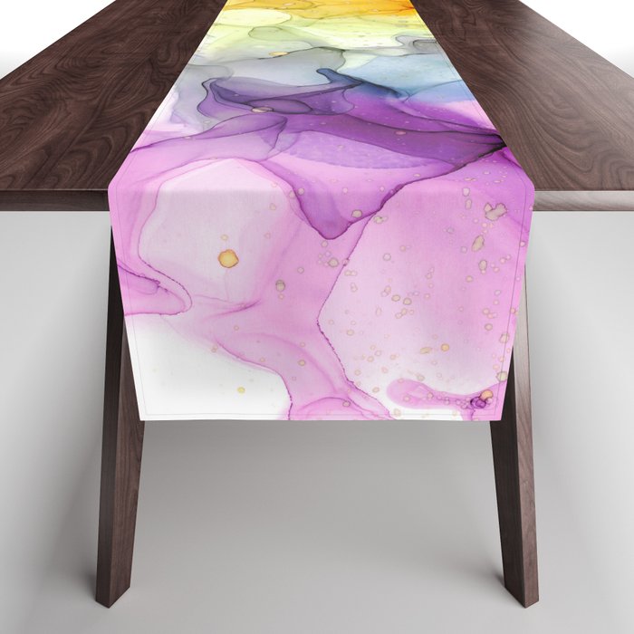Chromatic Splat Abstract 41522 Modern Alcohol Ink Painting by Herzart Table Runner