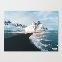 Iceland Mountain Beach - Landscape Photography Canvas Print