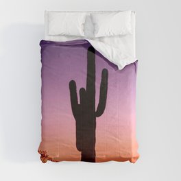 Solitary Saguaro Sunset Comforter