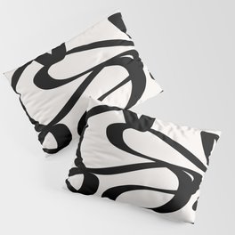 Abstract Swirl Abstract Lines Print Midcentury Shapes Contemporary Black And Beige Cream Swirl Pillow Sham