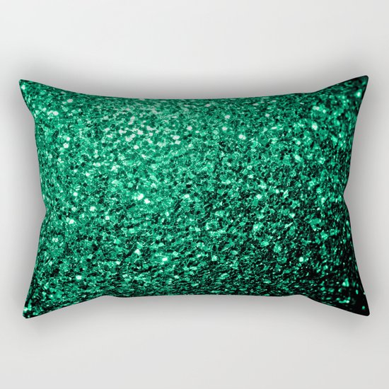 Beautiful Emerald Green glitter sparkles Rectangular Pillow