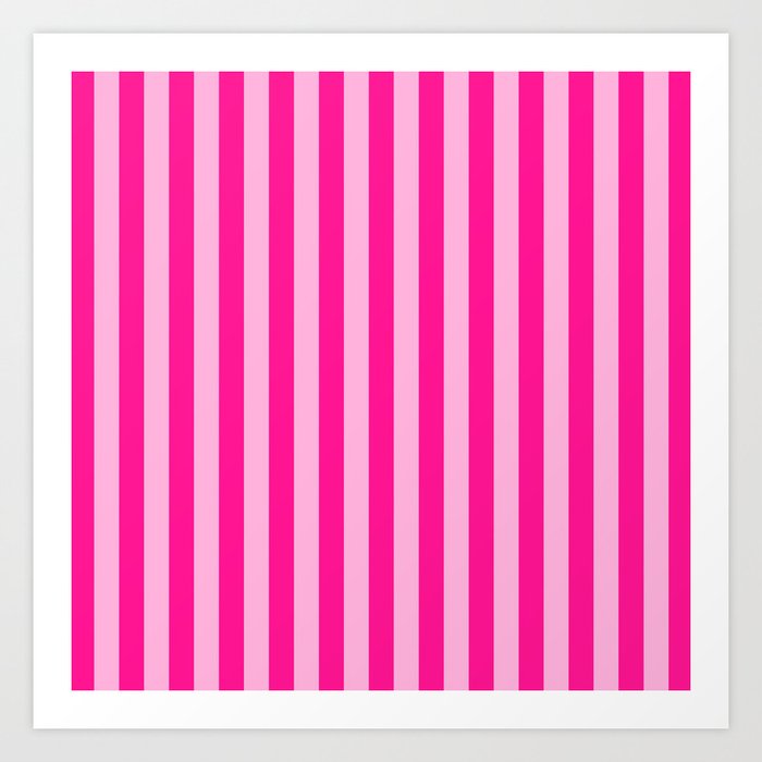 Light Pink & Deep Pink Stripes Art Print