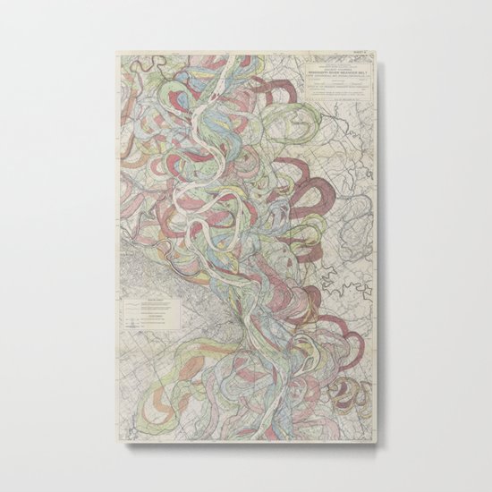 Beautiful Map of the Lower Mississippi River Metal Print