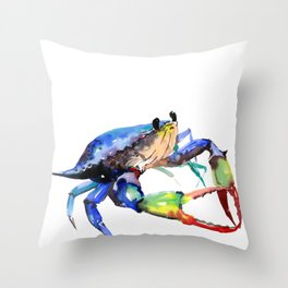 Crab, Sea World Rainbow Colors Beach Throw Pillow