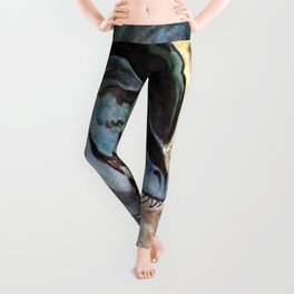 Trex born from a volcano - Yellowbox ink painting Leggings