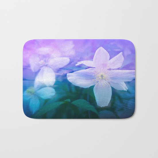 Indigo Flowers Bath Mat
