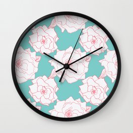 Tuquoise Tea Rose Wall Clock