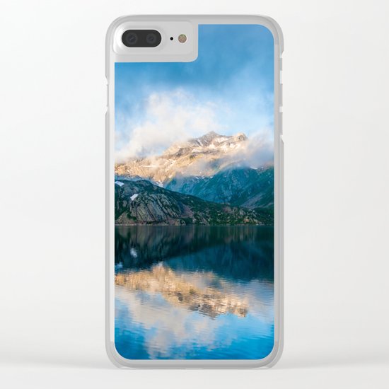 Blue lake reflections Clear iPhone Case
