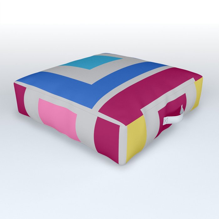 Phoebe - Colorful Minimal Classic Geometric 90s Square Art Design Pattern II Outdoor Floor Cushion
