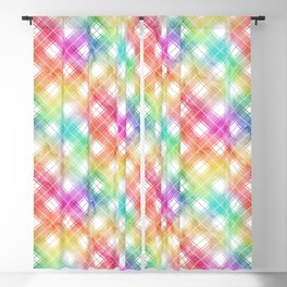 Bright Rainbow Watercolor Diagonal Tartan Plaid Check Blackout Curtain