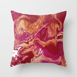 Red Fluid Art Throw Pillow