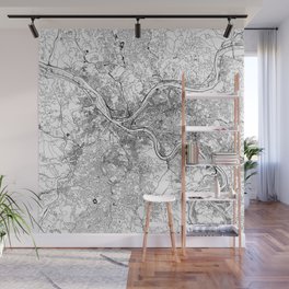 Pittsburgh White Map Wall Mural