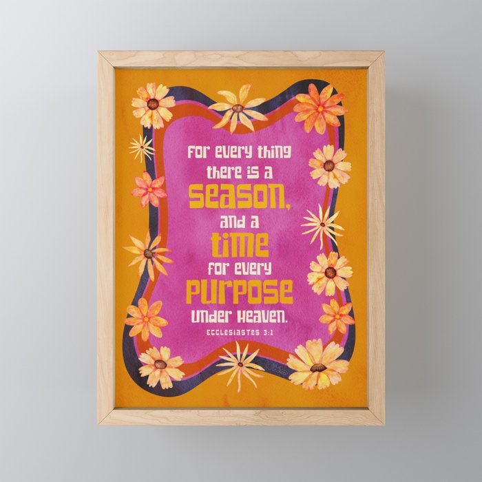 For Every Thing there is a Season - Watercolor - Retro Colors 2 Framed Mini Art Print