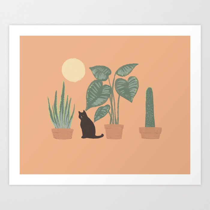 Hidden cat 10 plants good day Art Print