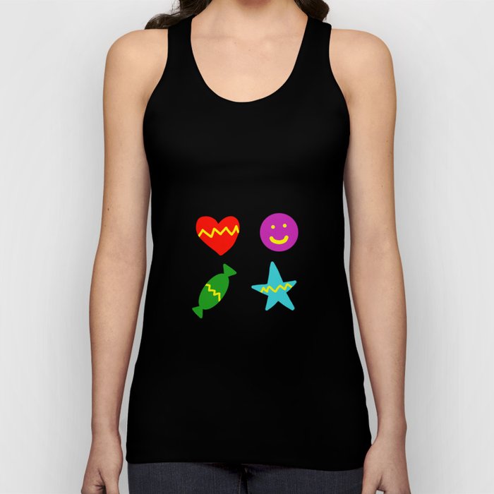 Happy Valentines Day : Heart, Star, Candy and Smile Emojie Tank Top